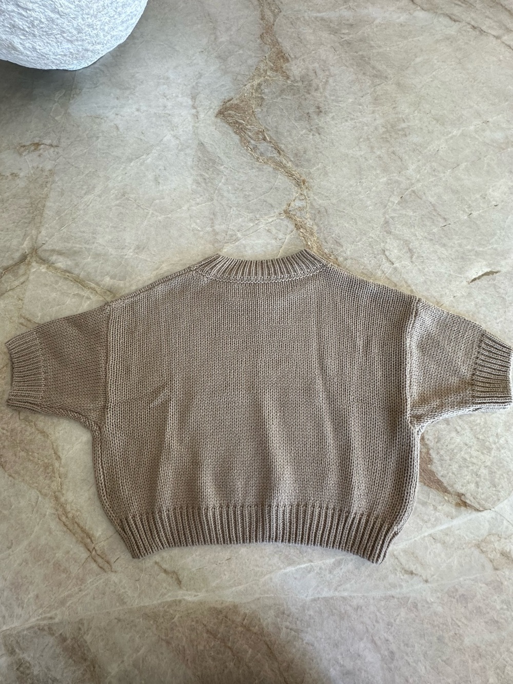 By Together Taupe Cropped Crewneck Sweater